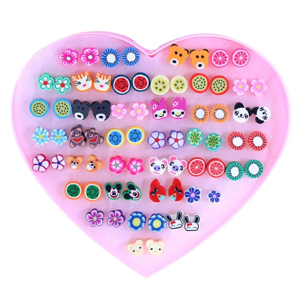

36 Pairs Mixed Color Earrings Hand-Made Soft Clay Slice Needles Hypoallergenic Earrings