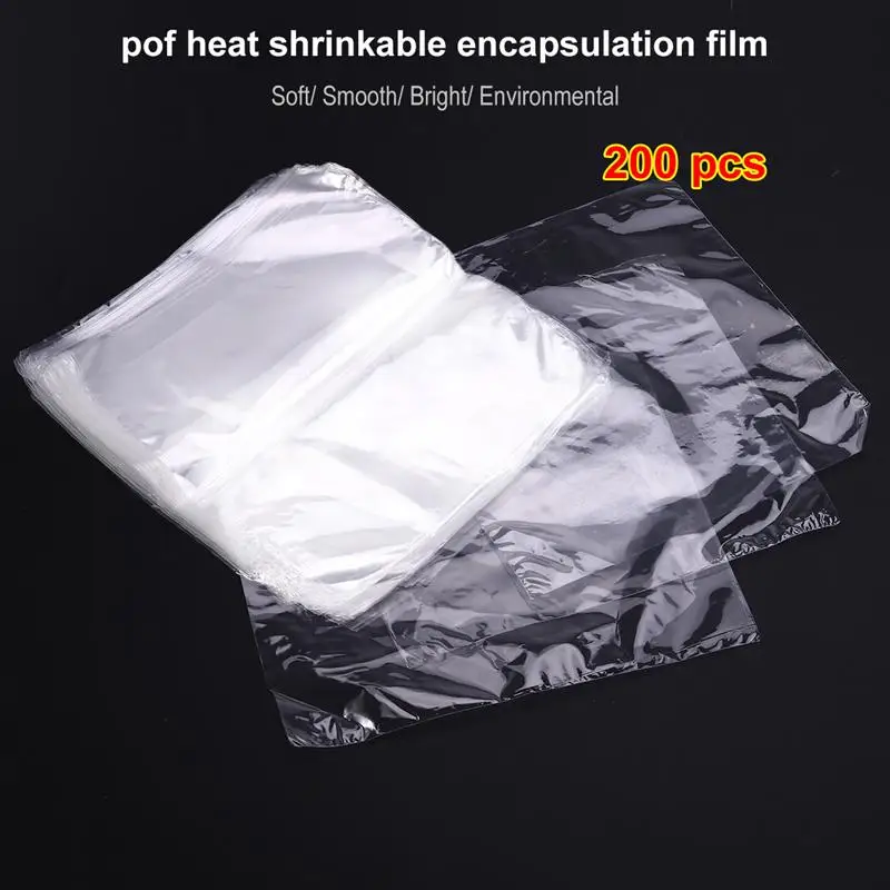 

200pcs 6X6 inch Waterproof POF Heat Shrink Wrap Bags for Soaps Bath Bombs and DIY Crafts (Transparent)