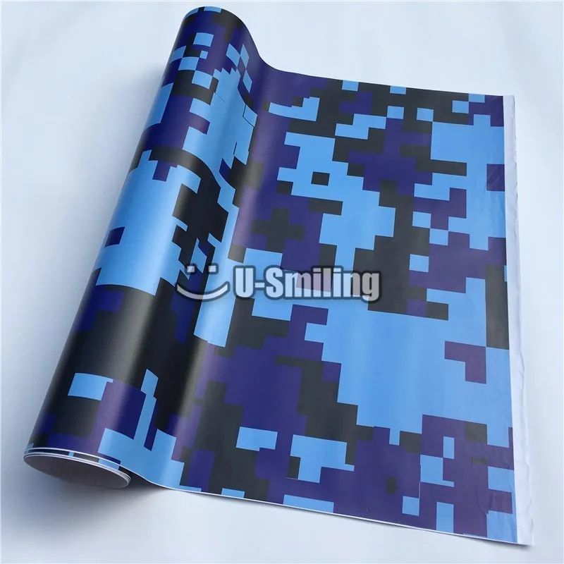 

Blue Digital Camo Vinyl Film Car Vinyl Wrap Film Roll Car Sticker Foil Sticker Sheet Bubble Free Bike Console Computer