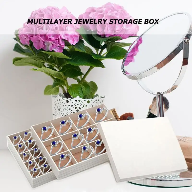 

Simple Jewelry Box Multi-Layer Ring Earring Holder Necklace Display Stand Tray Storage Case Organizer Jewelry storage box
