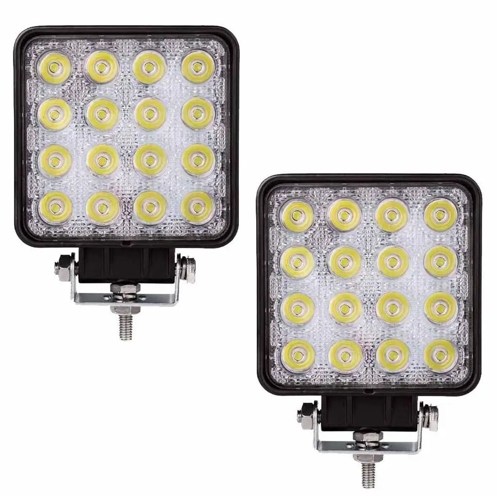 2 pcs 48W 6000k LED Spot Beam Square Work Lights Lamp Tractor SUV Truck 4WD 12V 24V waterproof for the kinds of vehicles
