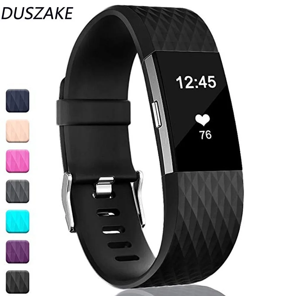 

DUSZAKE 3D Silicon Wrist Strap For Fitbit Charge 2 Band Bracelet Accessories For Fitbit Charge 2 Strap Smart Wristband Strap