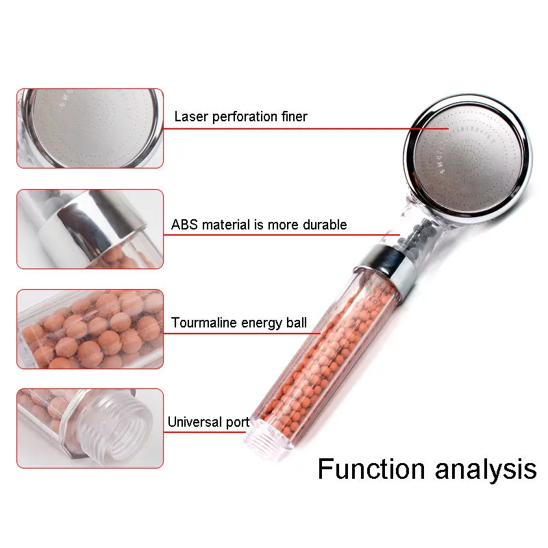 8 Cm High Pressure Bathroom Shower Head Stimulation Water -saving Filter Balls Claws Rain Shower