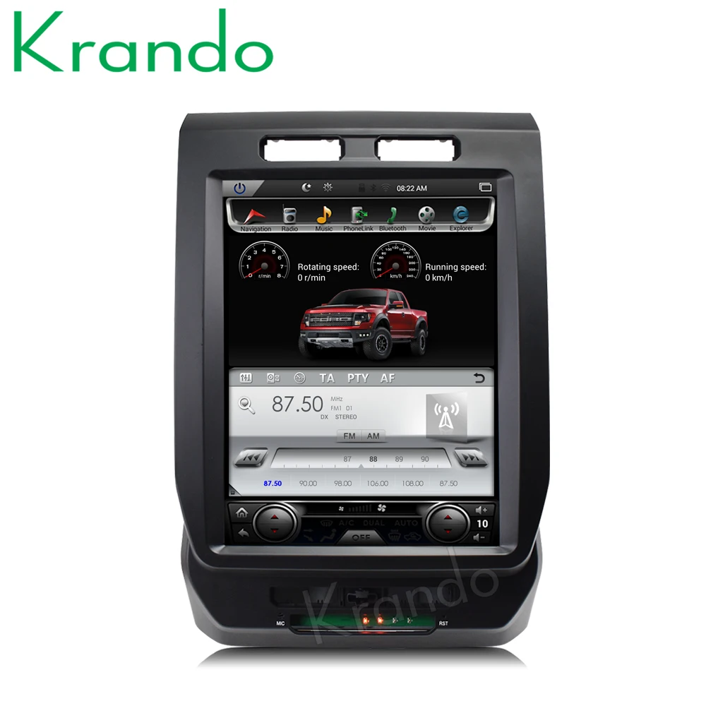 Discount Krando Android 6.0 12.1" Tesla Vertical touch screen car dvd gps  for FORD F150 2015-2017 gps radio navigation multimedia system 3