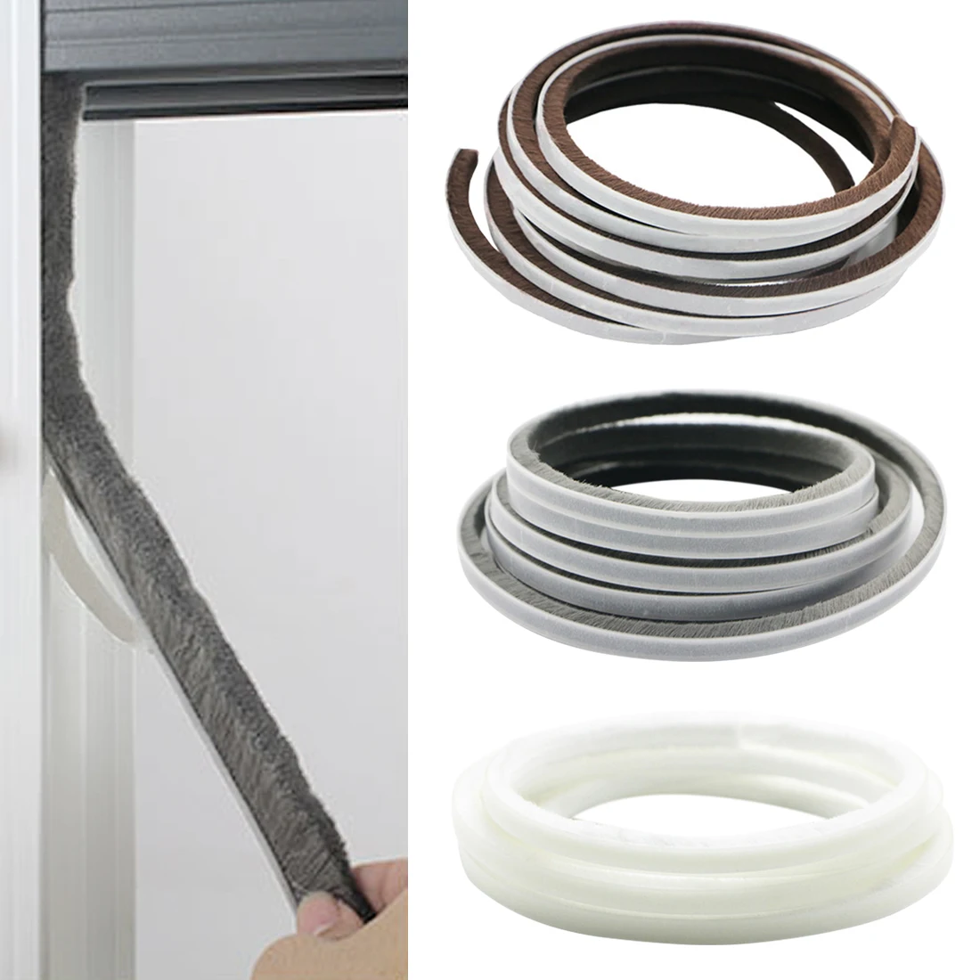 Draught Excluder Brush Pile Seal Film Door Window Self Adhesive Sealing Strip