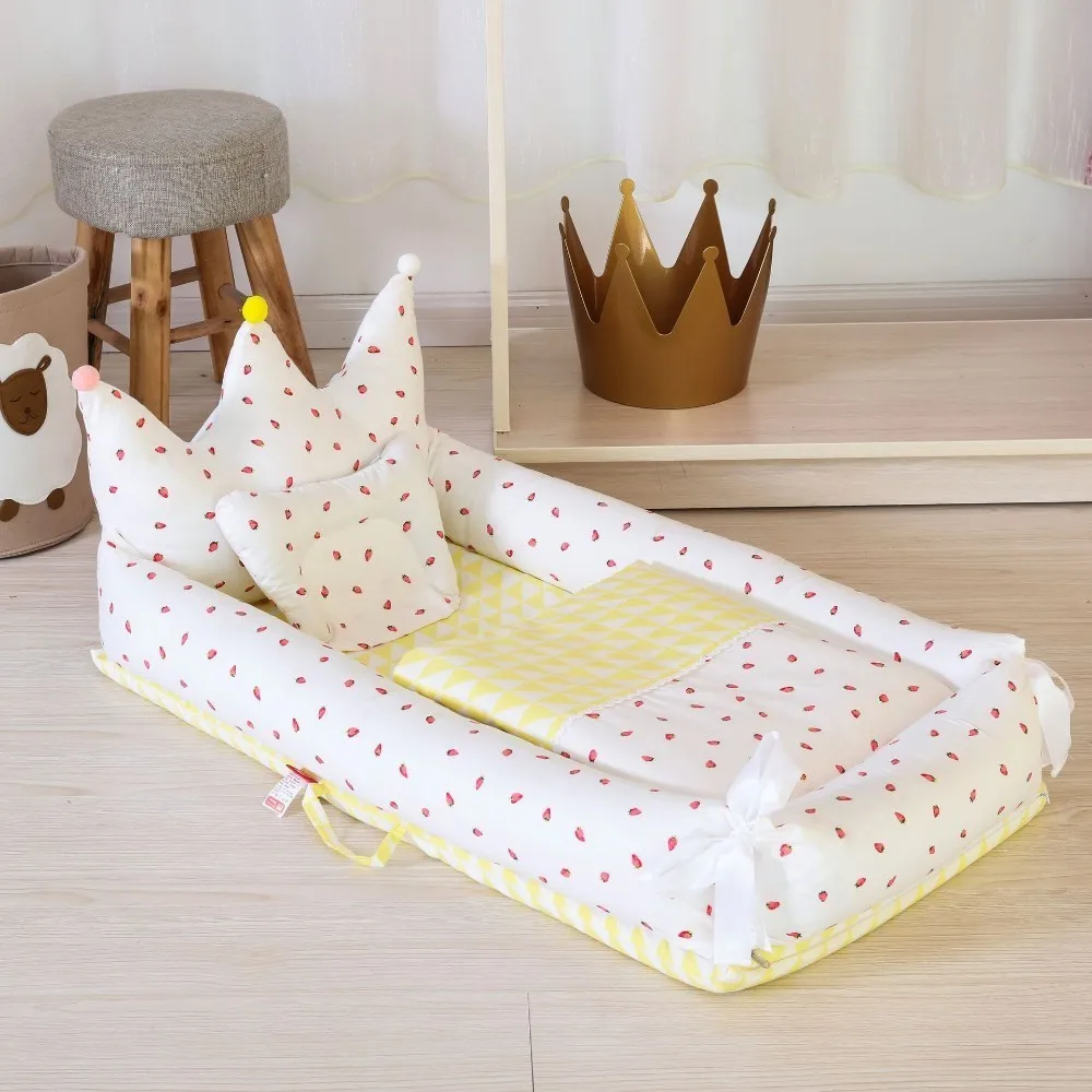 LM Baby Bassinet For Bed Baby Lounger Breathable Hypoallergenic Co-Sleeping Baby Bed 100% Cotton Portable Crib For Bedroom