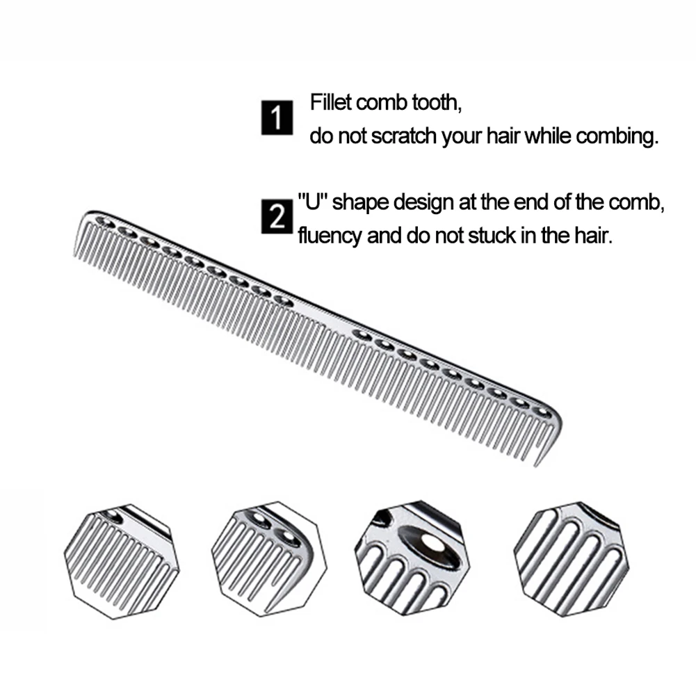 Thin Wide Tooth Hairbrush Hair Brush Comb Stainless Steel Professional Hair Cutting Dyeing Comb Home Use Salon Hairdressing Comb 4