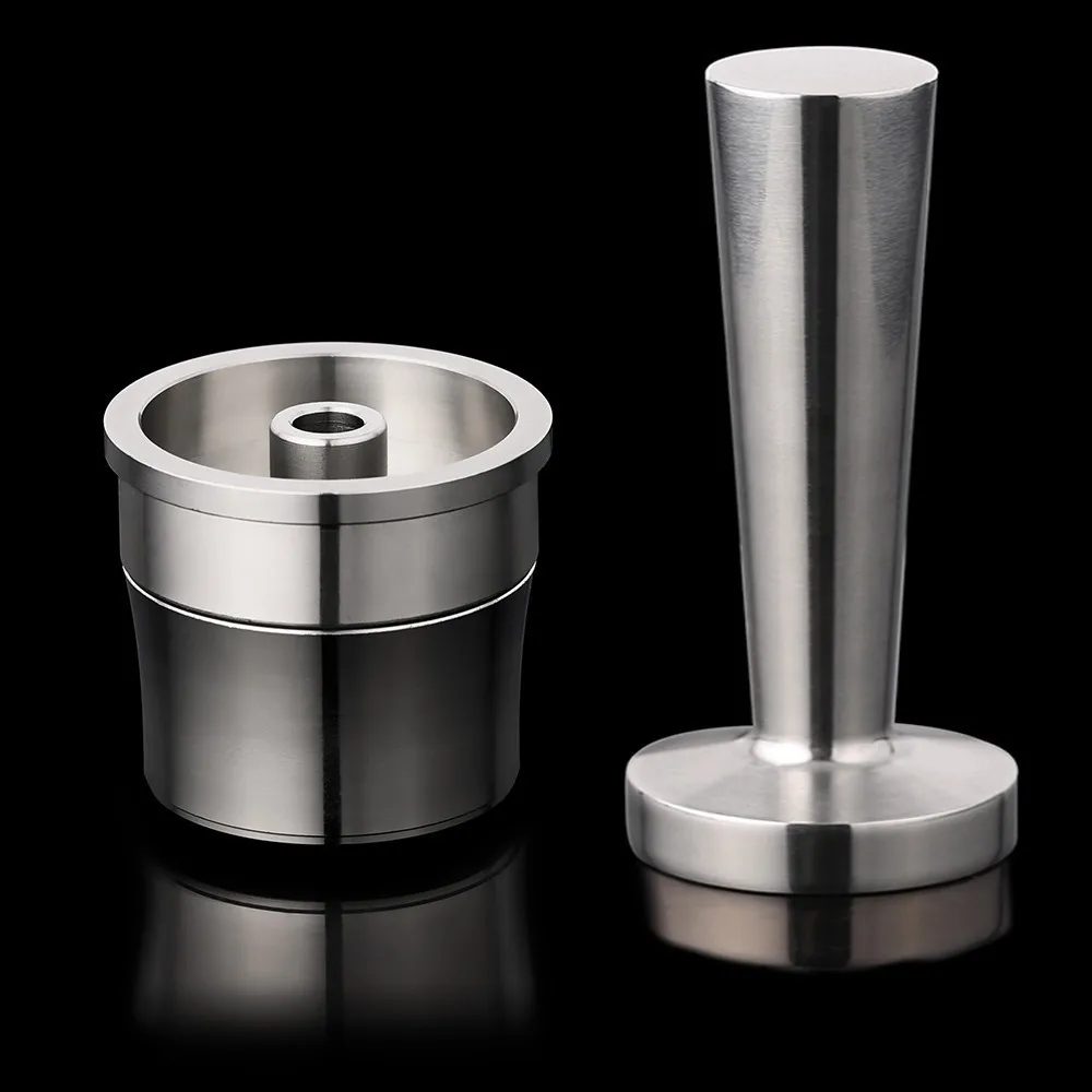 Stainless Steel Reusable Illy Coffee Filter Tamper Set Refillable ILLY