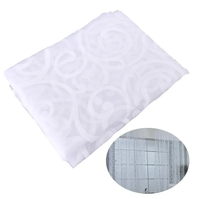 

Rod Pocket Voile Curtains with Big Hooks Pattern for Bedroom Living Room 100x200cm (White)