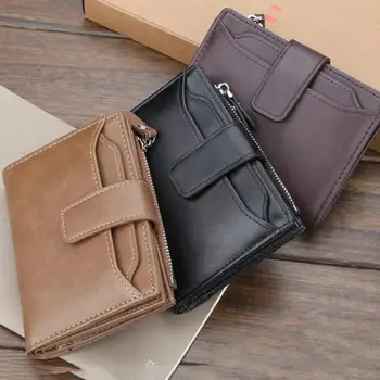 

Vintage Leather Men Short Wallet Bifold Card Cash Holder Coin Purse