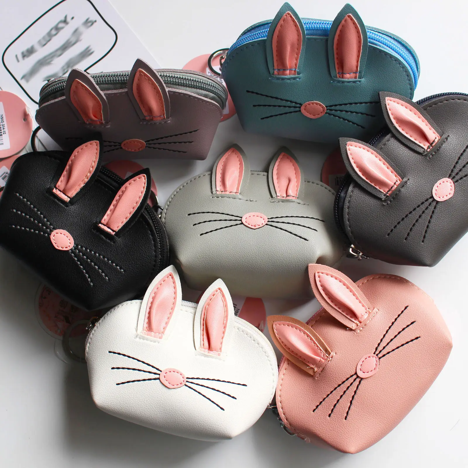 

Pu Leather Purses Small Fresh Casual Coin Wallet Lady Fashion Bunny Pattern Cartoon Dollar Money Bag Easter Gifts