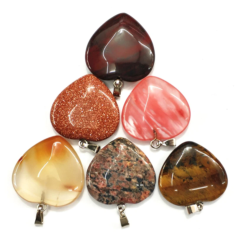 

SALE 1pc Crystal Heart-shaped Natural Stone 20MM Pendant Love Chakra DIY Loose Beads Couples Necklaces Jewelry Accessories