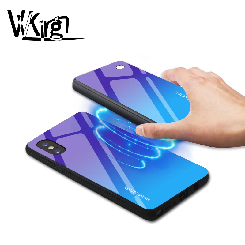 

VVKing 5000mAh Battery Power Bank Charger Case For iphone X XS Max XR 8 plus Magnetic Wireless chargers Holder Phone Glass Case