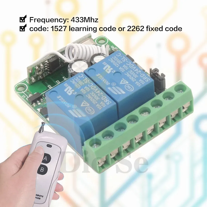 DC12V 10A 2CH Remote Control Switch Wireless Receiver Relay Module for rf 433MHz Remote Garage Lighting Electric Door switch DC12V 10A 2CH Remote Control Switch Wireless Receiver Relay Module for rf 433MHz Remote Garage Lighting Electric Door switch