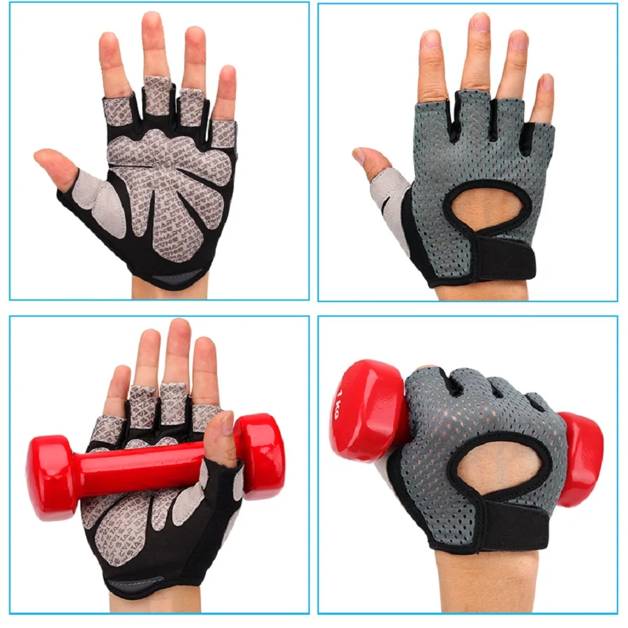 Multi Sports Fitness for Women Men Body Building Weight Lifting Exercise Gloves Breathable Anti Slip Half Finger Fitness Gloves