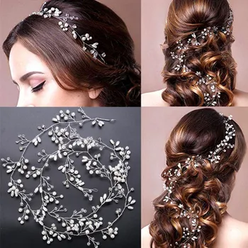 Wedding Hair Accessories Crystal Pearl Hair Belt Wedding Bridal Hair Ornaments Hair Jewelry bride Headdress Headbands phoenix wedding hair jewelry chinese style handmade red crystal bridal jewelry animal headdress tassels hair accessories