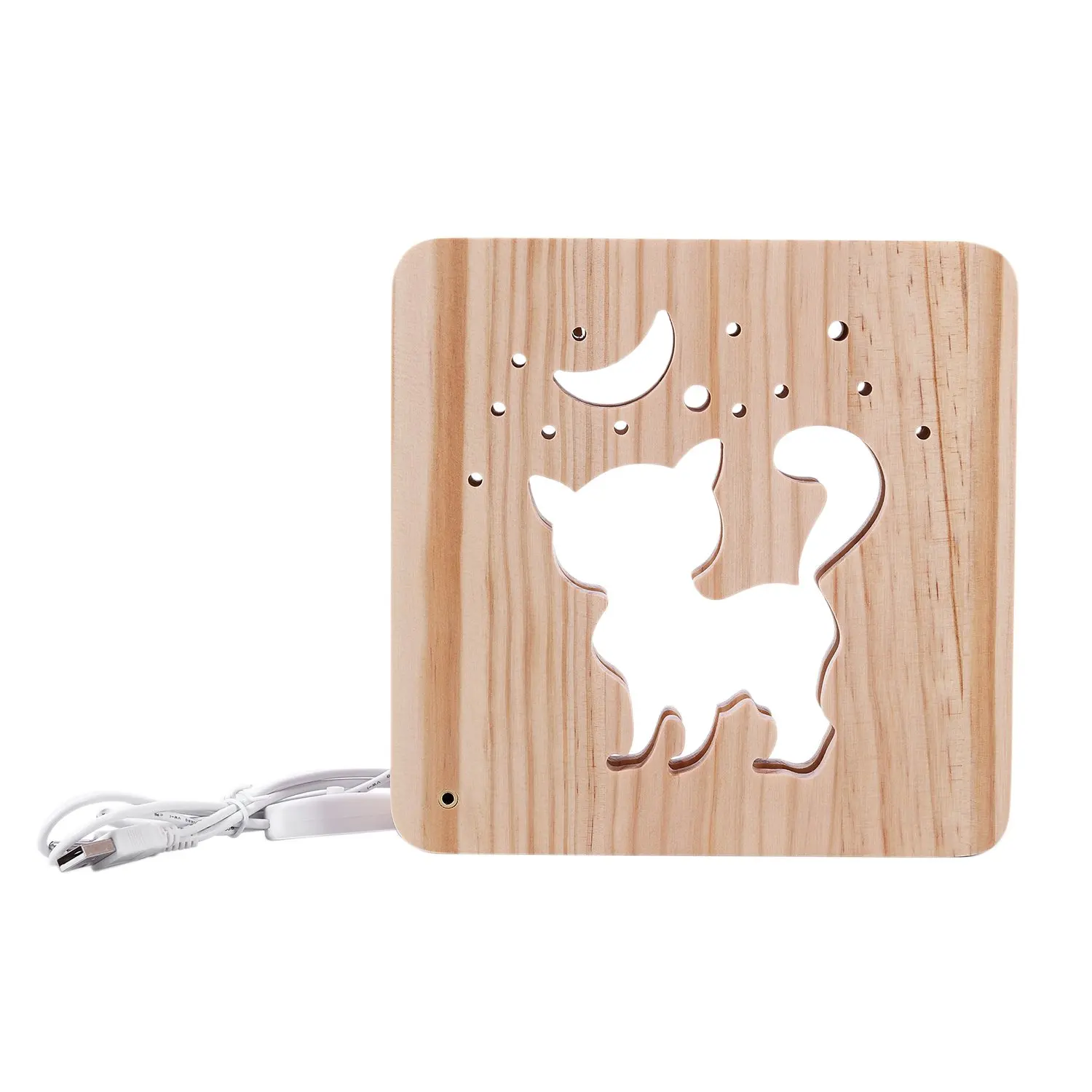 

Wooden Lamp Light Kids Bedroom Decoration Warm Light Led Usb Night Light For Children'S Day Gift