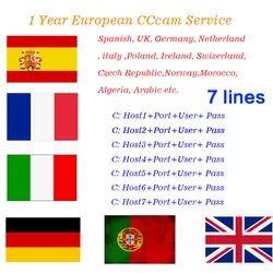 Стабильный 7 линии Cccam Клайн 1 год Европа Испания/Portuga для V8 супер, V7 HD, V7S, IPS2, Икс спутниковый ресивер ccam линия приемник