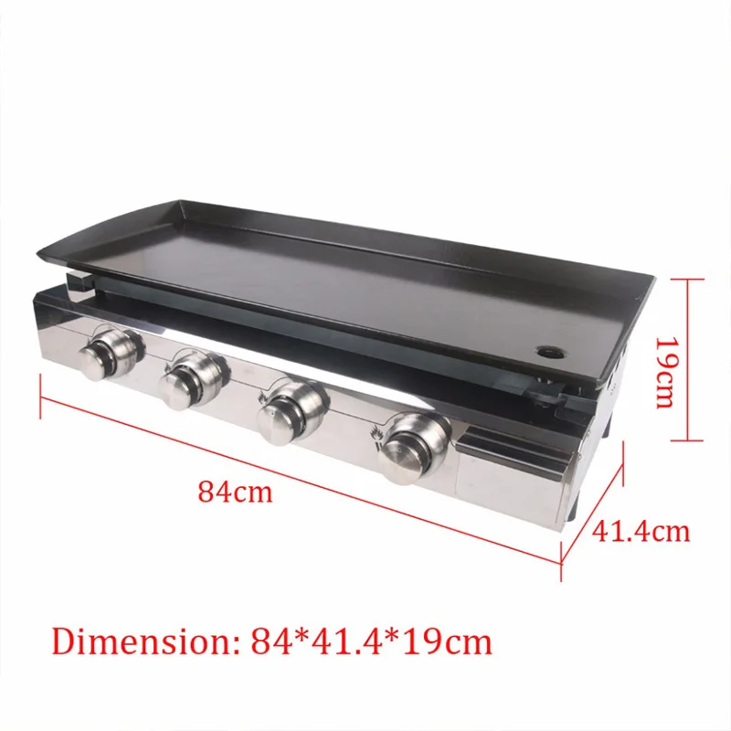 GZZT 4 Burners Gas BBQ Grill Gas Plancha Griddle Plate Enamel Cooking Plate LPG Gas Griddle Iron BBQ Grill CE