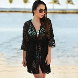 Пикантные для женщин Кимоно Кардиган Блузка Твердые открыть спереди See Through Boho Свободная верхняя одежда летние пляжные бикини Cover Up 2019