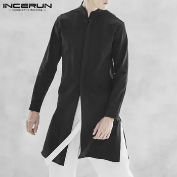 

2020 NEW Autumn Men Long Jackets Black Stand Collar Button Up Fashion Coats Jackets Cardigan Trench Overcoats Male Outwear Stree