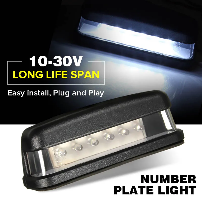 

10-30V Bright 6LEDs License Plate Light Lamp Bulbs Number Plate Light for Motorcycle Boats Aircraft Automotive Trailer RV Truck