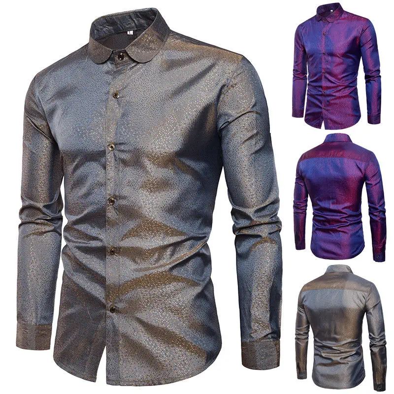 New Fashion Men Smart Casual Shirts Slim Fit Long Sleeve Casual Dress Shirts Tops Hot-in Casual ...