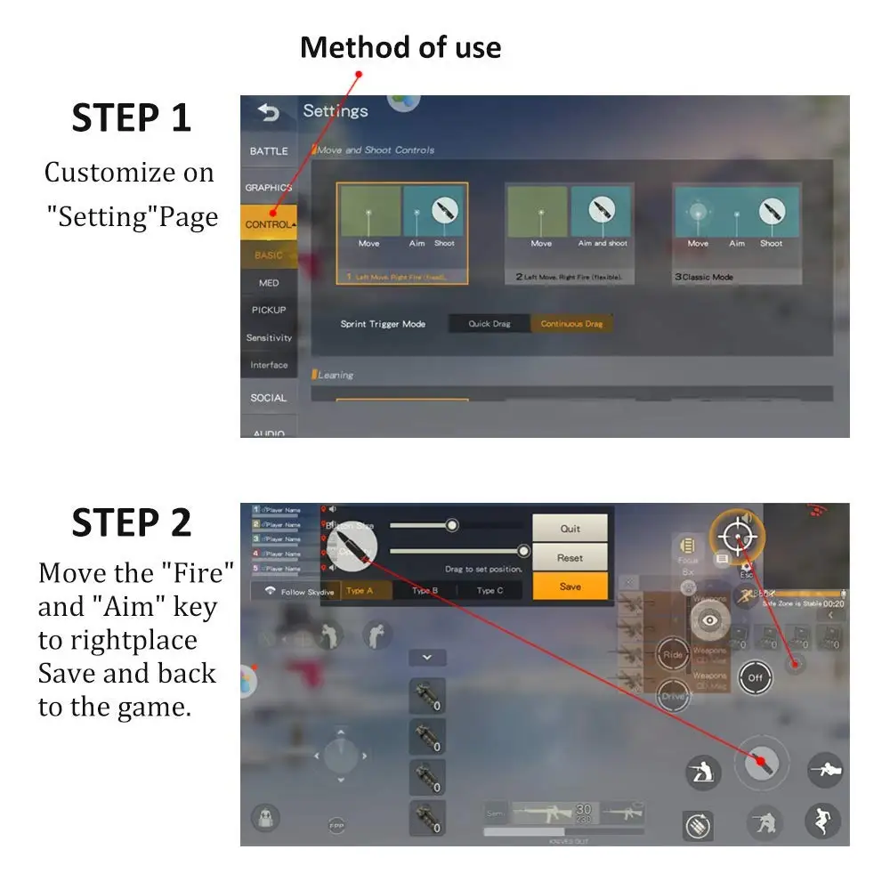  Mobile Phone Game Controller L1R1 Sensitive Shoot and Aim Trigger Buttons for PUBG/Knives Out/Rules
