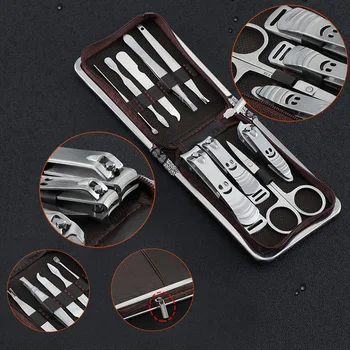 

Meisha 9Pcs/Set Professional Manicure Pedicure Tools Nail Clippers Files Tweezer Ear Pick Makeup Scissors Cuticle Pusher HE0010