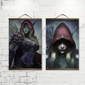 

poster World of Warcrafts Lich King decoration painting Sylvanas Windrunner for HD solid wood hanging scroll poster no frame