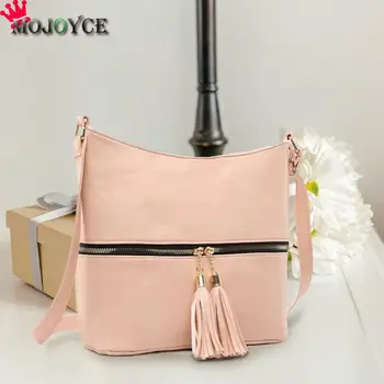 

2019 New Casual Tassel Women Messenger Solid Color Satchel Handbags Shoulder PU Leather Crossbody Bags