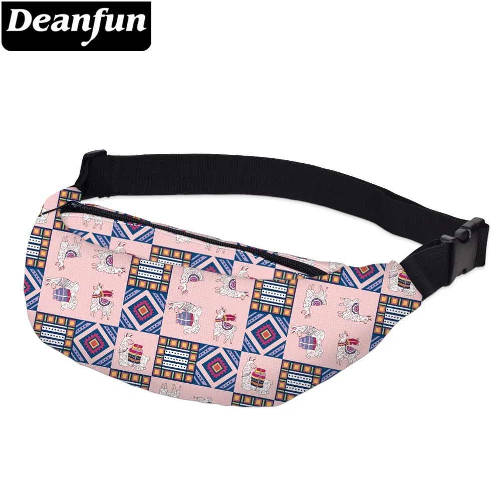 

Deanfun Printing Plaid Llama Womens Fanny Packs Waterproof Waist Pack Man Alpaca Travelling Mobile Phone Bags YB-72