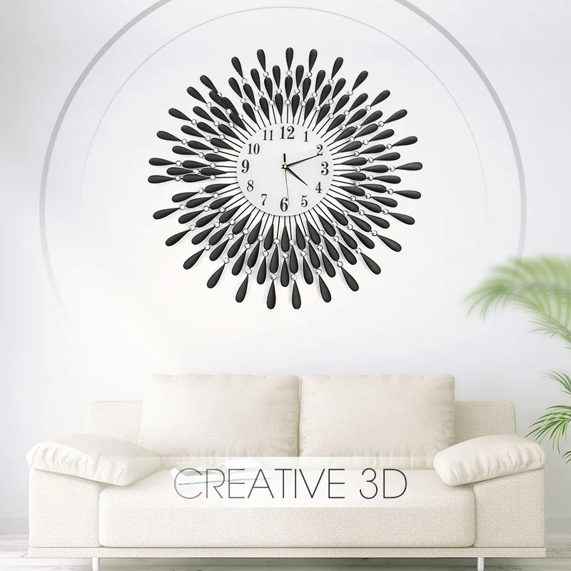 3D винтажные хрустальные настенные часы Sunburst роскошные бриллиантовые большие