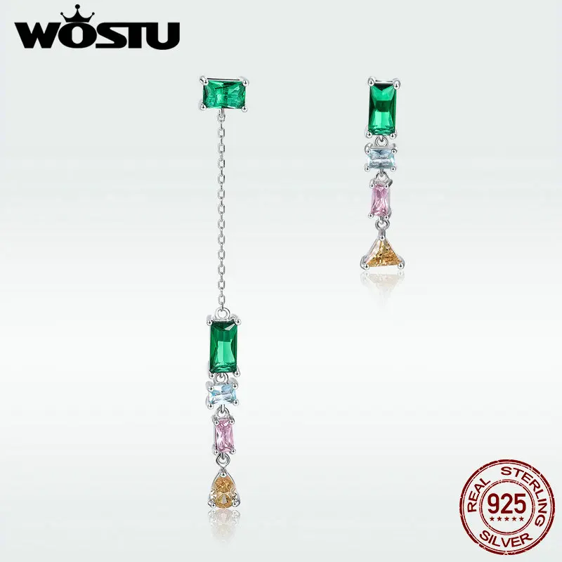 Женские Разноцветные серьги-капли WOSTU Настоящее серебро 925 пробы роскошный
