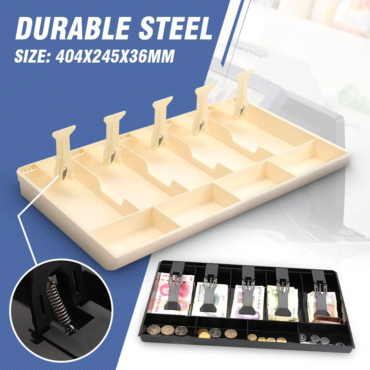 16x9.6x14.1Inch Money Cash Coin Register Insert Tray Replacement