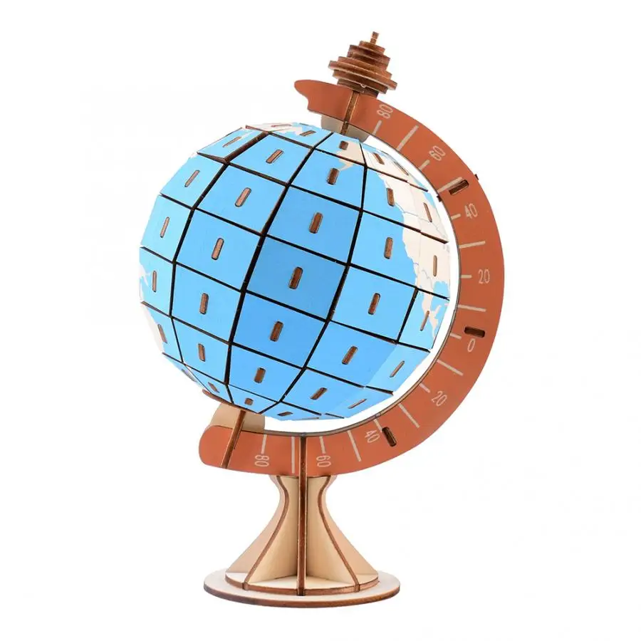 

3D Wooden Globe World PuzzleToy Educational Crafts Jigsaw Assembly Puzzle Model Educational Toy Children Christmas Gift