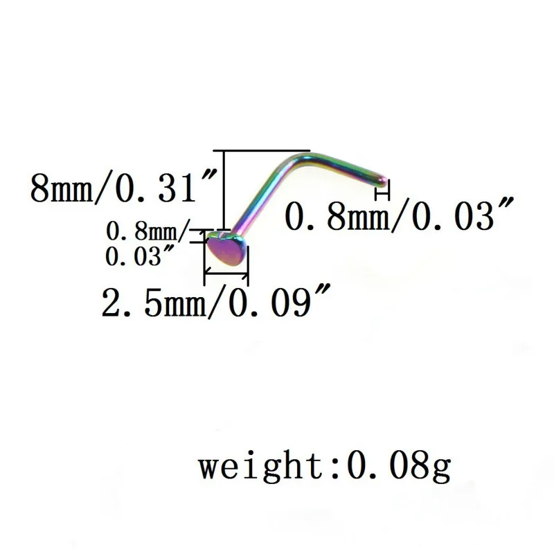 10 шт. из нержавеющей стали титановая сталь тонкогубцы изогнутые нательное пирсинг-кольцо ювелирные изделия панк ветер в форме сердца носовые ногти для женщин и мужчин
