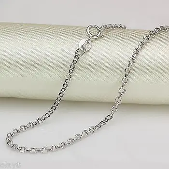 

Fine Au750 Real 18K White Gold Chain Women 2mm Cable Link Necklace 16inch