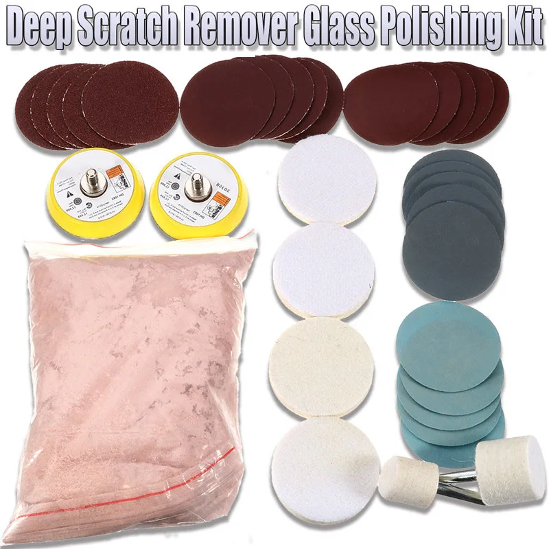 

34Pcs Car Glass Deep Scratch Remover 8 OZ Cerium Oxide Polishing Kit 2'' Wheel