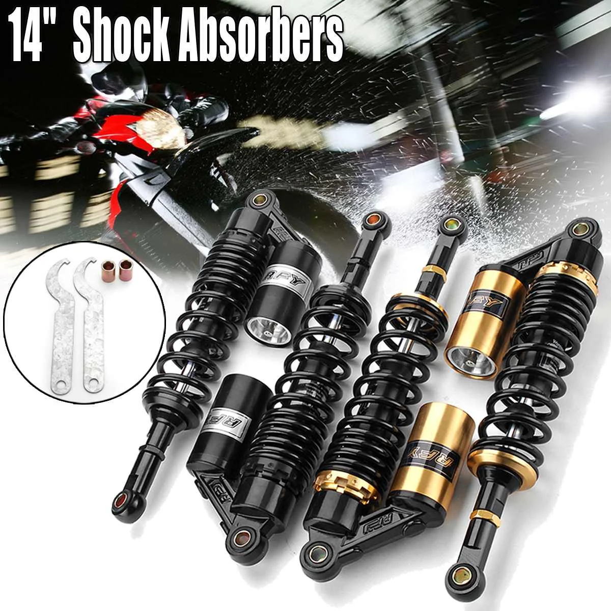 

2pcs 360mm 14" Rear Air Shock Absorbers Suspension For ATV Motorcycle Dirt Bike