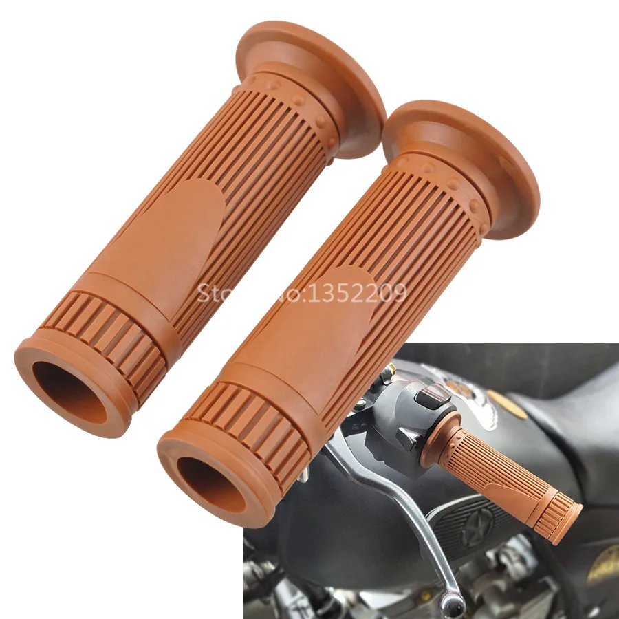 

2 x Motorcycle Brown Retro Rubber Hand Grips Fit For 7/8'' Handle Diameter Yamaha Honda KTM Kawasaki Trumiph Universal
