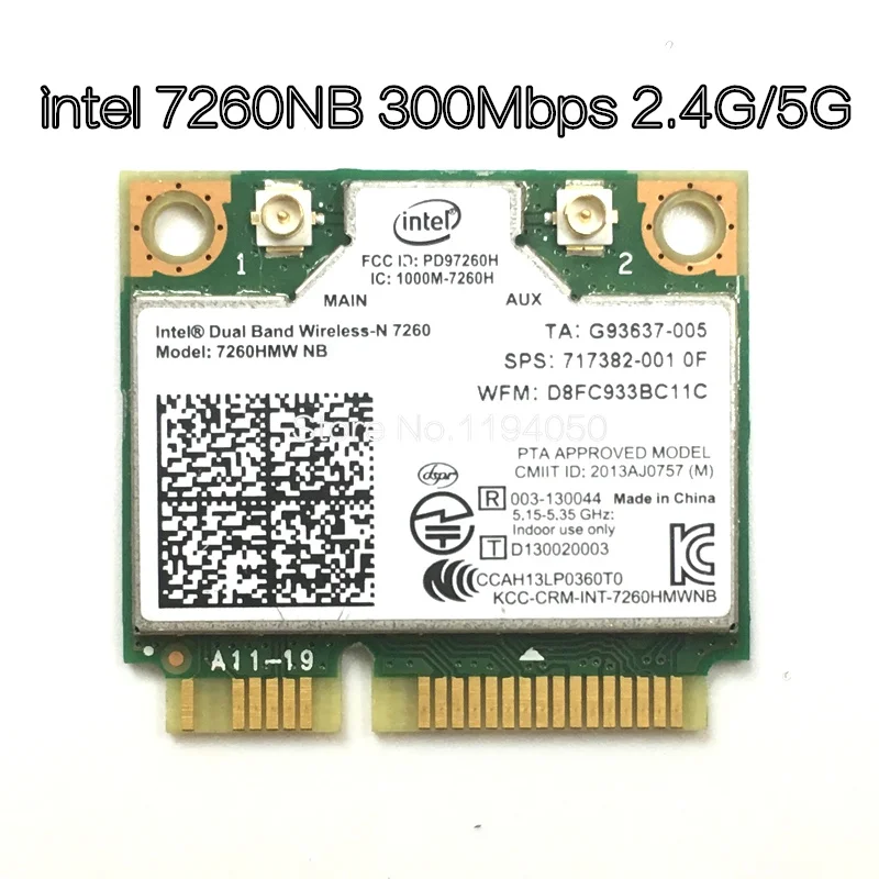 Беспроводная Wi-Fi карта Двухдиапазонная Intel 7260 NB 7260HMW Mini PCI-E 300 Мбит/с 802.11N 2,4 г/5 ГГц для ноутбуков 7260NB