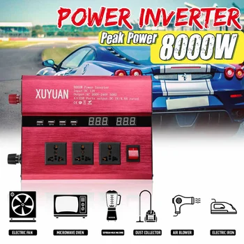

KROAK DC 12V/24V To AC 220V/110V Solar Power Inverter 8000W LED Power Sine Wave Converter for car and truck
