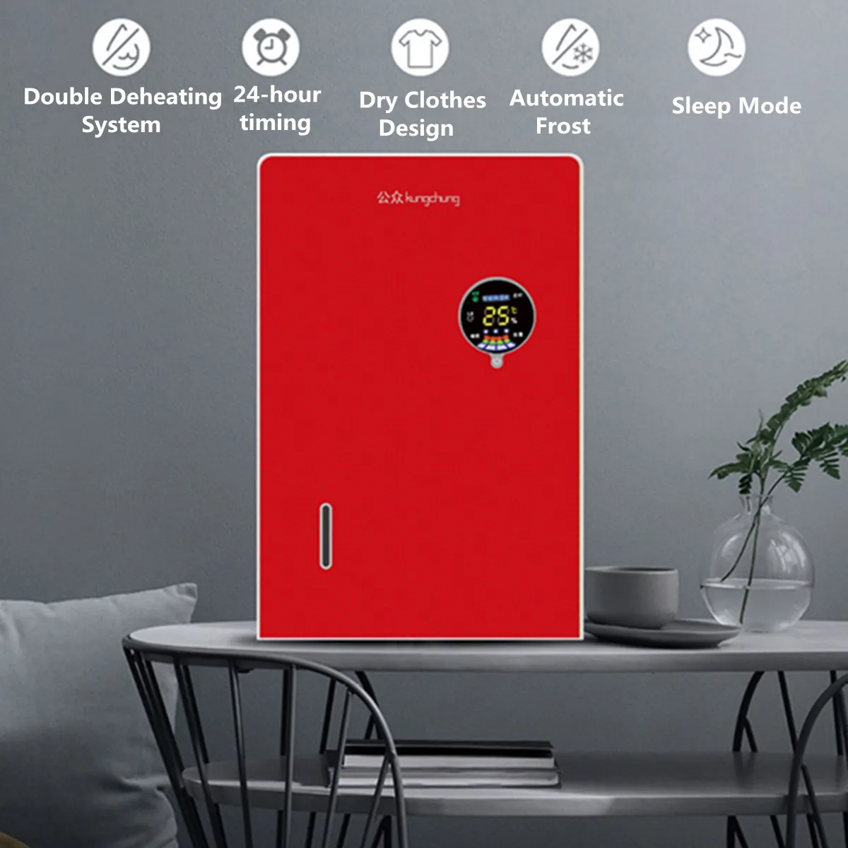 

2.2L Dehumidifier for Home Portable Moisture Absorbing Air Dryer Auto-off and LED indicator LCD Display Air Dehumidifier