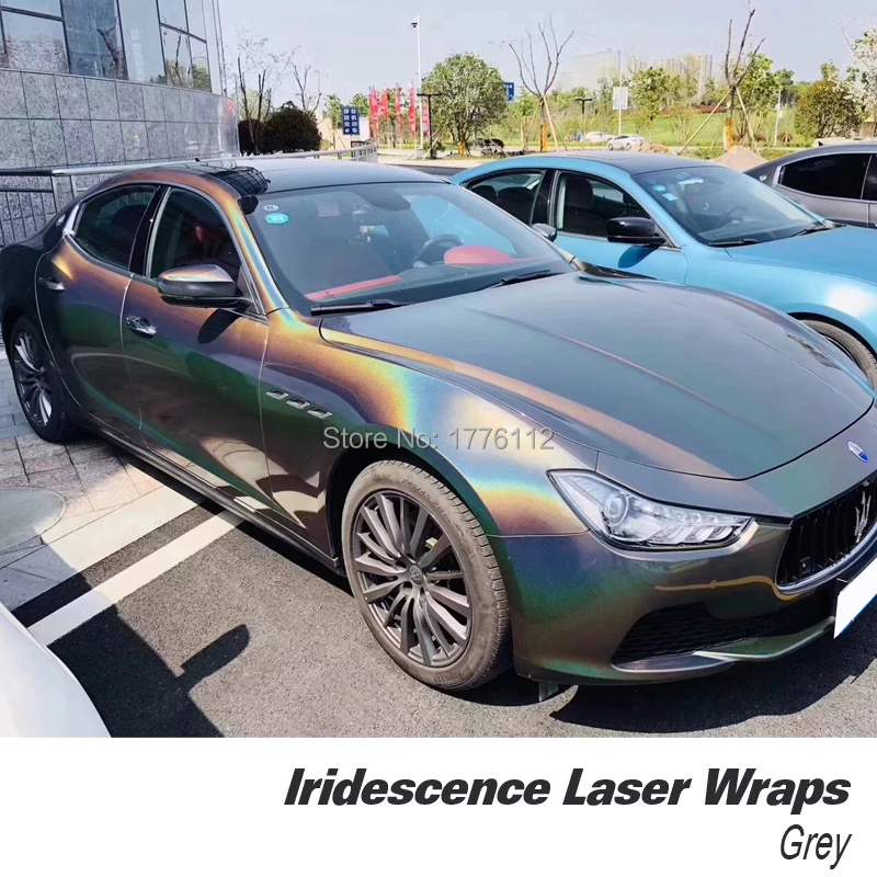

Highest quality Iridescence laser grey vinyl wrap grey fireworks wrap fiim for Styling Sticker High-end German glue Gas channel