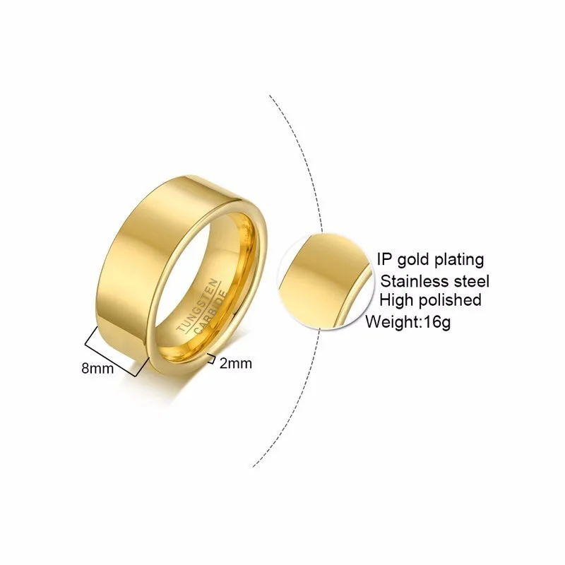 8mm Personalized Fingerprint Ring Pipe Tungsten Carbide Flat Profile Wedding Ring for Men Jewelry
