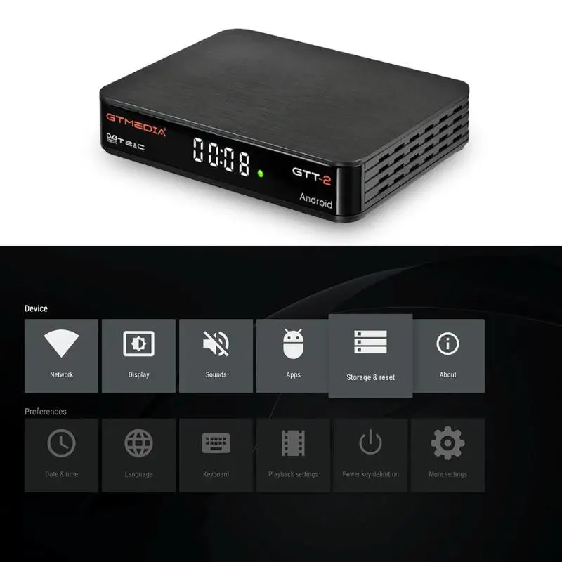 

GTMEDIA GTT2 TV BOX DVB-t/T2/Cable H.265 2G 8G Android 6.0 Built in WiFi Google Cast Media Player Set-top Box