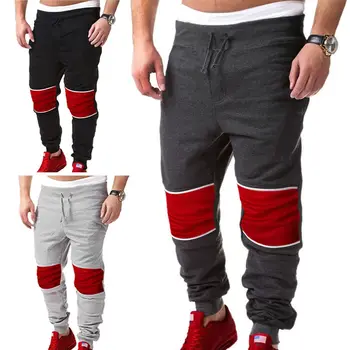 

Hirigin Men's Baggy Jogger Fashion Casual Men's Long Pants Belt Patchwork Style Cotton Joggers Pencil Leggings
