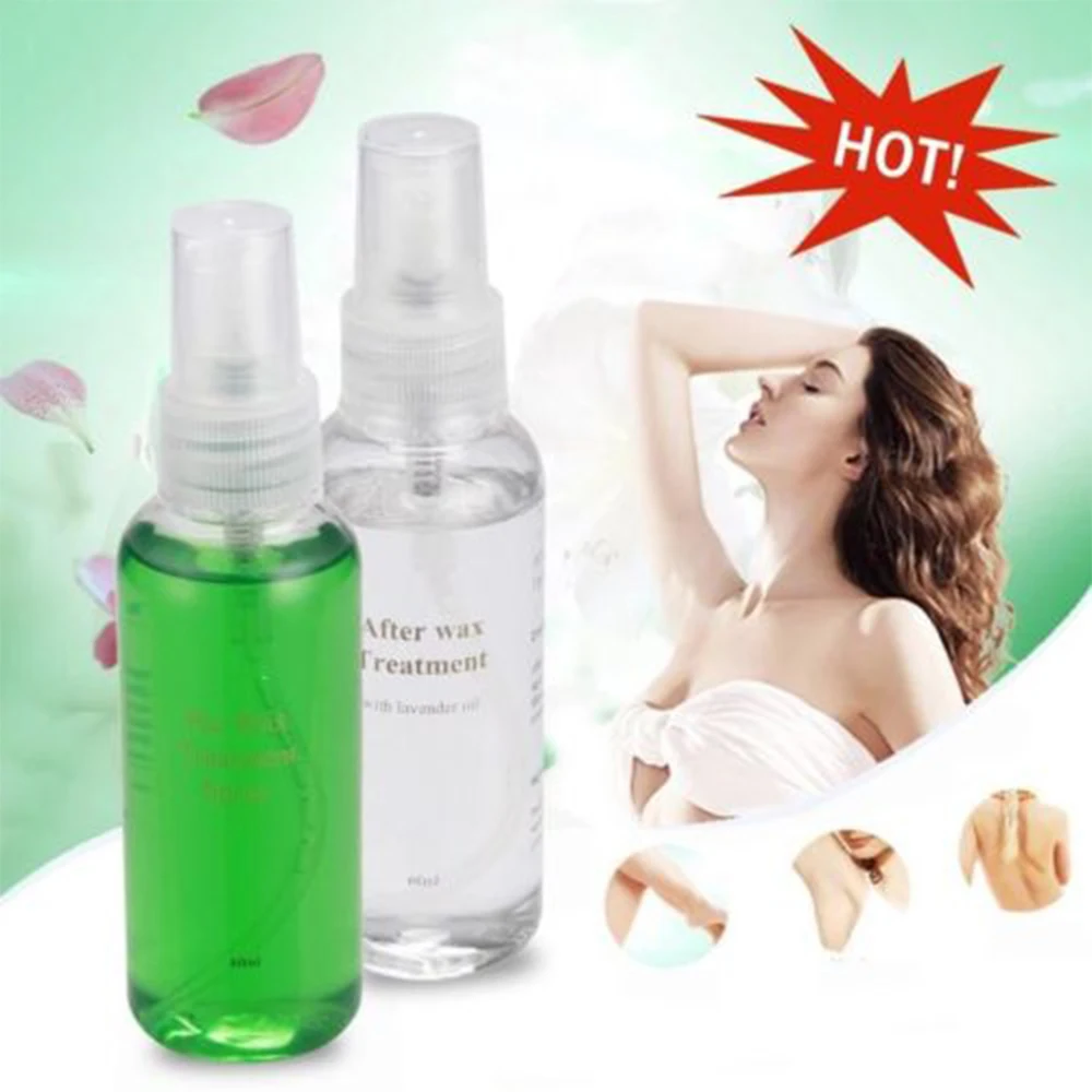 

2 Pcs/set 60ml PRE & After Wax Treatment Spray Liquid Hair Removal Care solution Skin moisturizing repair inhibits hair growth