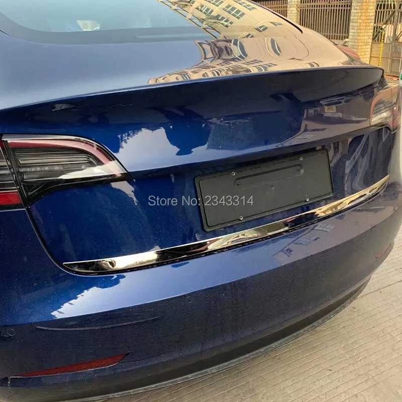

For 2017 2018 2019 Tesla Model 3 Stainless Rear Trunk Boot Tailgate Door Lid Cover Molding Trim Protector Strip Car Accessories